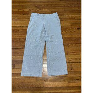 Gap Men’s Seersucker Pants Size Large 38x31 Blue White Striped Cotton Button Fly